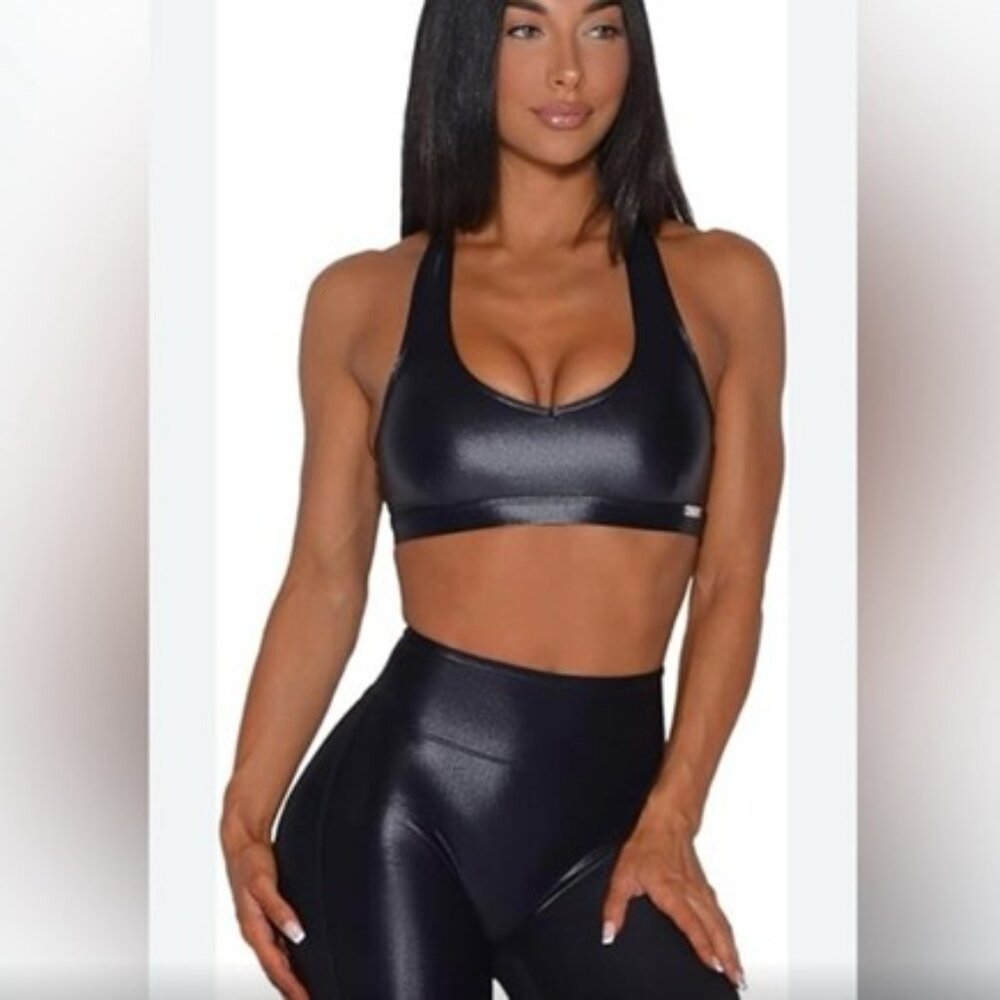 Bombshell Sportswear power gloss black sports bra size XL runs smaller